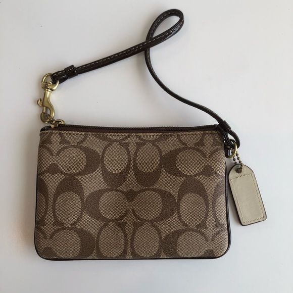 Coach Brown and Orange Leather Wristlet - Picture 3 of 9